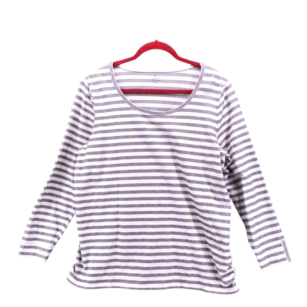 T By Talbots Shirt Gray White 1X